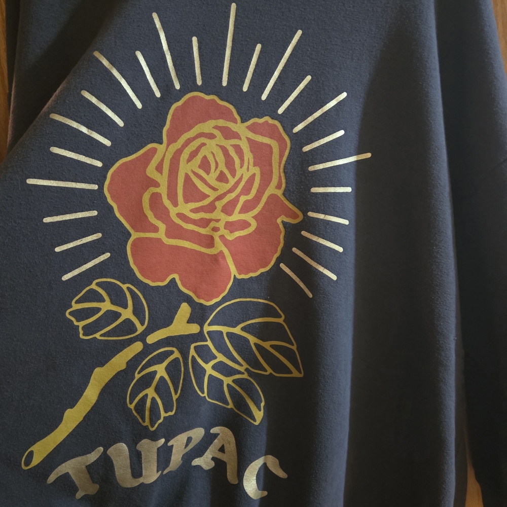 Torrid Black Sweater with Red and Yellow Rose Design